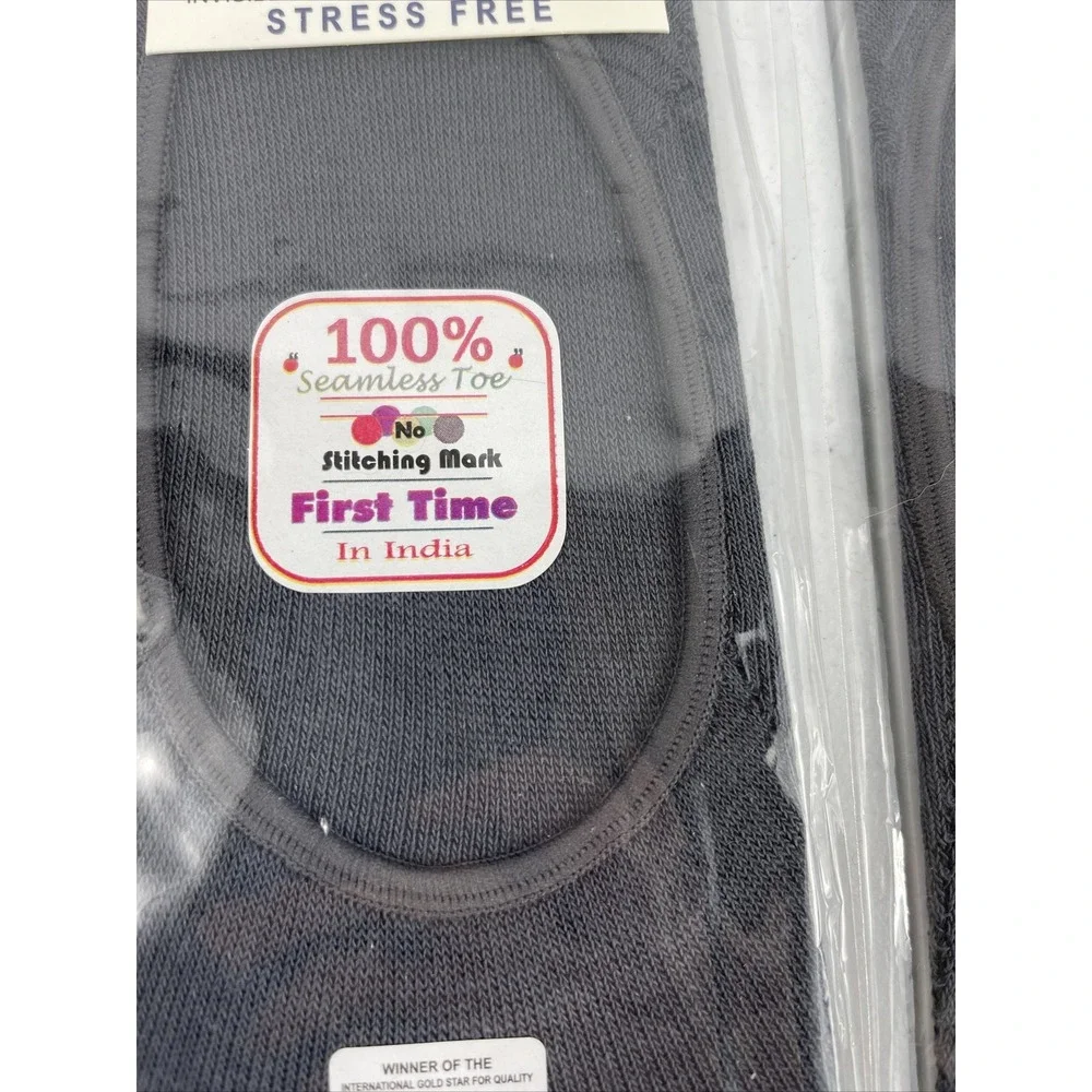 Supersox Lot Of 3‎ Mens Gray Medium Invisible Cotton Socks Seamless 8-10